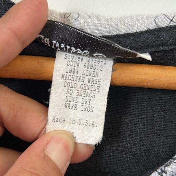 Camille and Co 100% Linen L Black Hooded Pullover Whimsigoth USA Made Natural - Picture 9 of 16